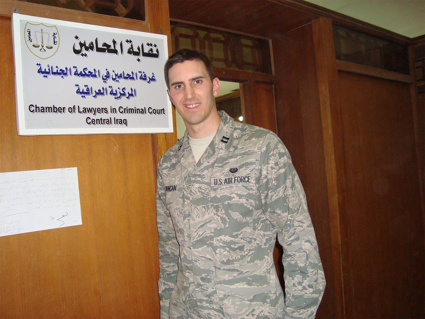 Wes Duncan standing outside criminal court in Iraq